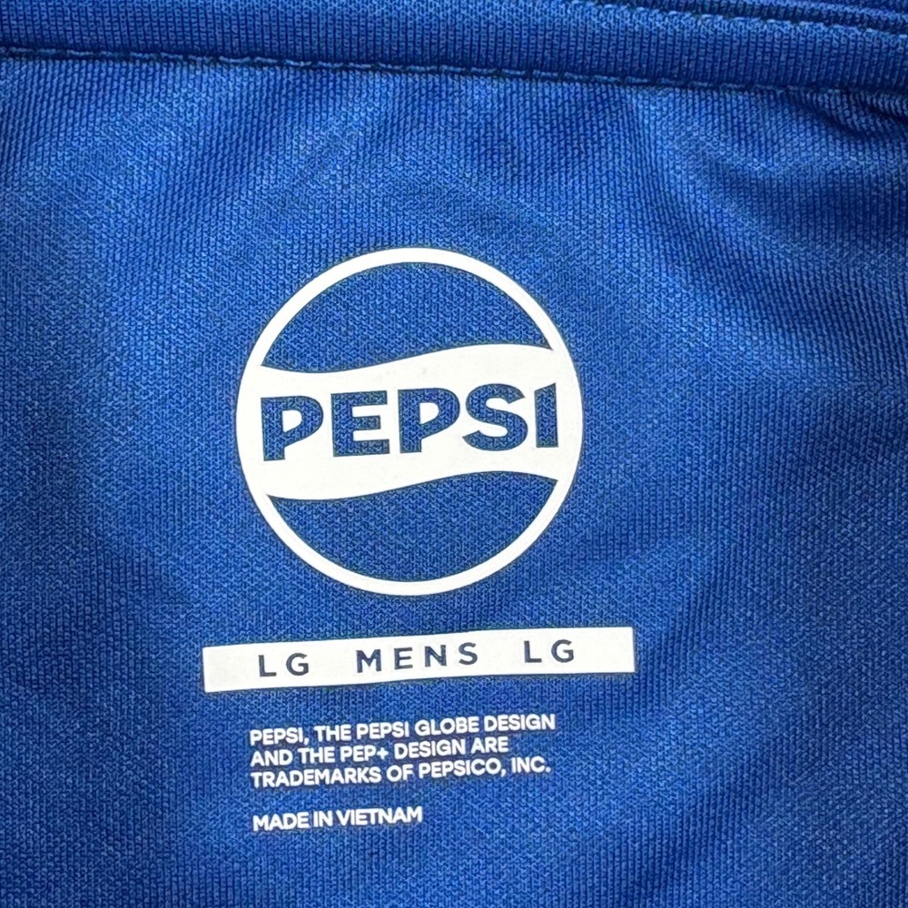 PEPSI PVC Logo Patch Employee Performance Polo Blue Work Uniform Mens Large - Picture 3 of 10